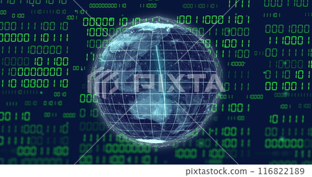 Image of binary coding data processing over globe 116822189