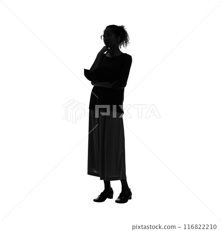 外國女子剪影精準手工剪裁全身照片PNG透明背景 116822210
