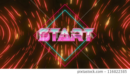 Image of start text over light trails on black background 116822385