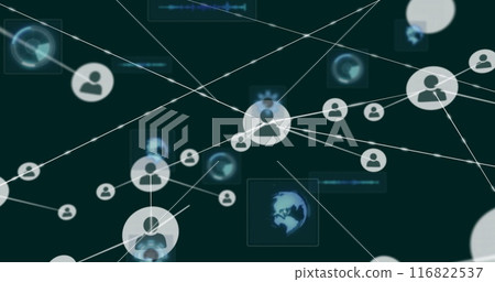 Image of network of connections with icons and data processing 116822537