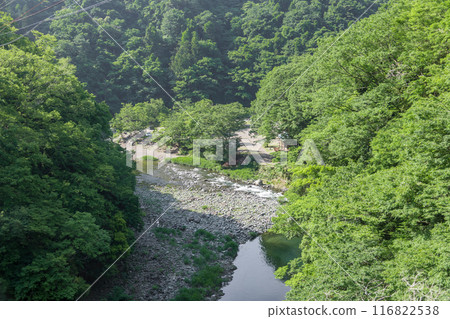 [Doshi River and fresh green along the auto campsite] 116822538
