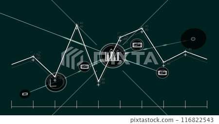 Image of network of connections with icons and data processing Image of network of connections with icons and data processing 116822543