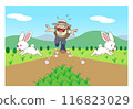 He who chases two rabbits catches neither. Simple, illustration, personification 116823029