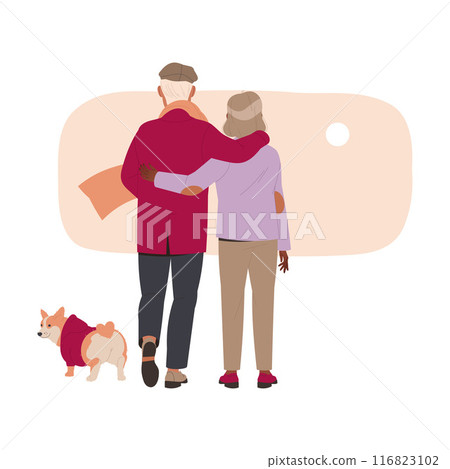 Loving Couple of Senior Man and Woman Character Together Vector Illustration 116823102