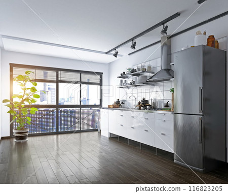 loft kitchen interior. loft kitchen interior. 116823205