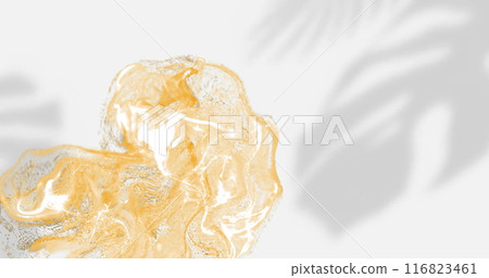 Image of glowing yellow mesh moving over leaves on white background Image of glowing yellow mesh moving over leaves on white background 116823461
