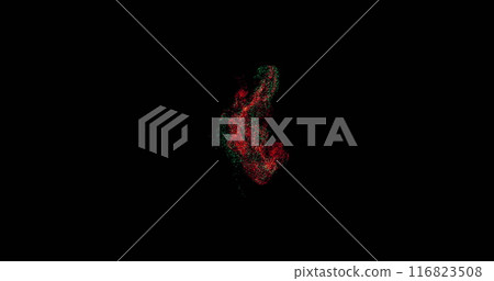 Image of red and gray shapes moving on black background 116823508