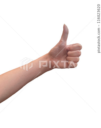 Woman's left hand making a good sign Woman's left hand making a good sign 116823620