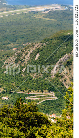 Aerial Panoramic View of Kotor Mountain Serpentine Road Aerial Panoramic View of Kotor Mountain Serpentine Road 116823722