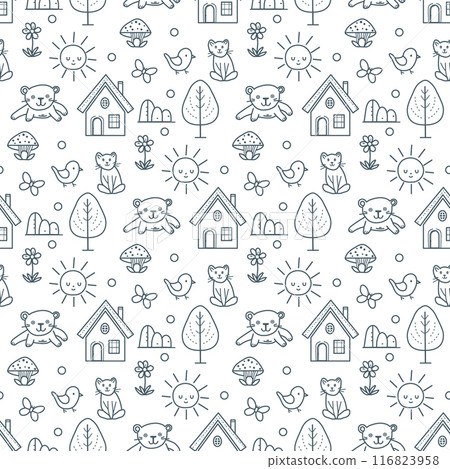 Vector Children's Seamless Pattern Kid Baby Print 116823958
