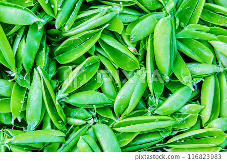 Texture of open empty green garden pea pods. Texture of open empty green garden pea pods. 116823983