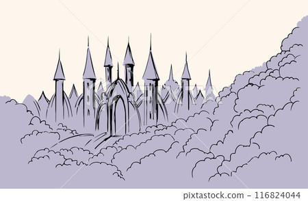 Vector drawing. Big Hevenly city 116824044