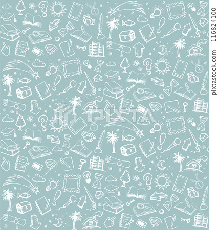 Vector background. Pattern of various icons Vector background. Pattern of various icons 116824100