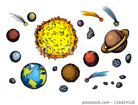 Vector drawing. Plan of solar system 116824126