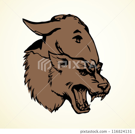 Vector drawing. Wolf in sheep's clothing 116824131
