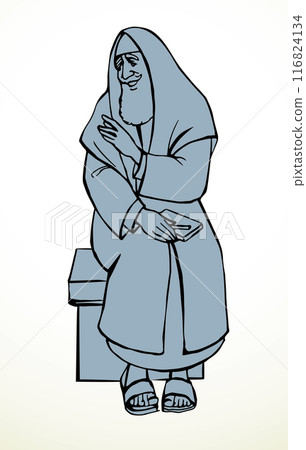 Vector drawing. Old jewish man Vector drawing. Old jewish man 116824134