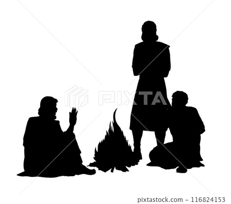 Vector drawing. Man sitting on the ground 116824153