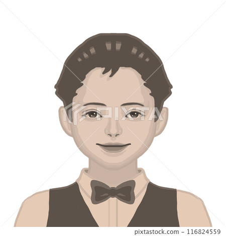 一個微笑的小男孩的彩色插圖（復古風格） 116824559