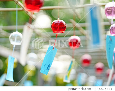 Beautiful scenery of Hokkaido Biei Shrine in summer Wind chime scenery 116825444