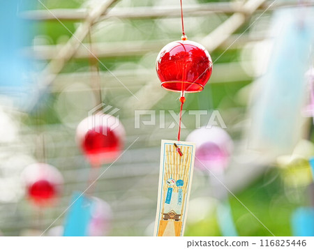 Beautiful scenery of Hokkaido Biei Shrine in summer Wind chime scenery Beautiful scenery of Hokkaido Biei Shrine in summer Wind chime scenery 116825446