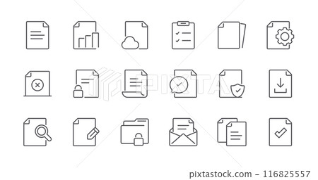 Minimal Set of Document Line Icons. Editable Stroke. Pixel Perfect. 116825557