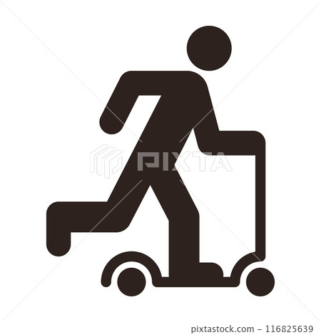 E-scooter icon, kick scooter sign, kick scooter rider symbol 116825639