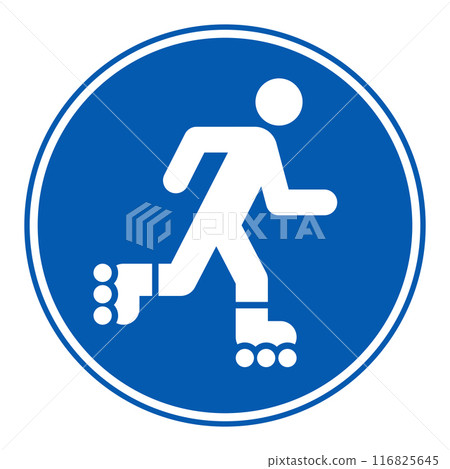 Roller skate icon, inline skating symbol, road sign 116825645