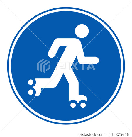 Roller skate icon, inline skating symbol, road sign 116825646