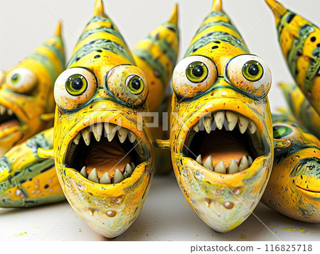 ceramic sardine lures with eyes and mouth, yellow green color 116825718