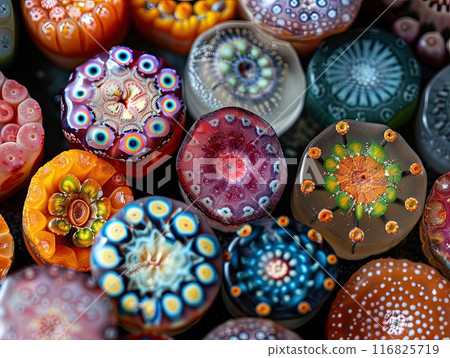 Ceramic sea urchin colorful patterns 116825719