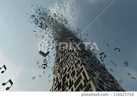 a skyscraper made out of musical notes a skyscraper made out of musical notes 116825728
