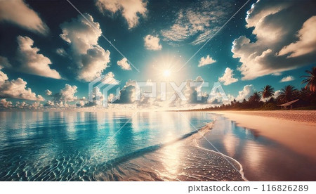 The sun reflecting on the sea 116826289