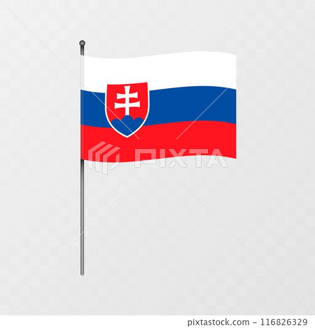 Slovakia flag on flagpole. Vector illustration. 116826329