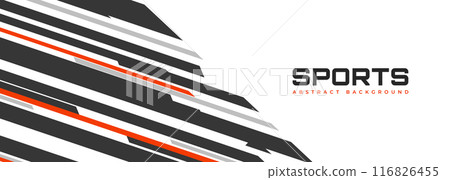 White modern sports banner design with diagonal black, grey and red lines. Vector abstract illustration sports background White modern sports banner design with diagonal black, grey and red lines. Vector abstract illustration sports background 116826455