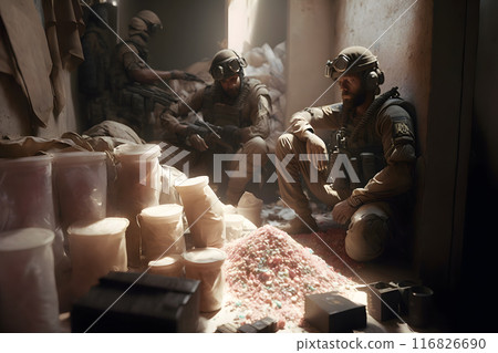 Fully Armed Special Anti-Narcotics Task Forces Soldier. Neural network AI generated art 116826690