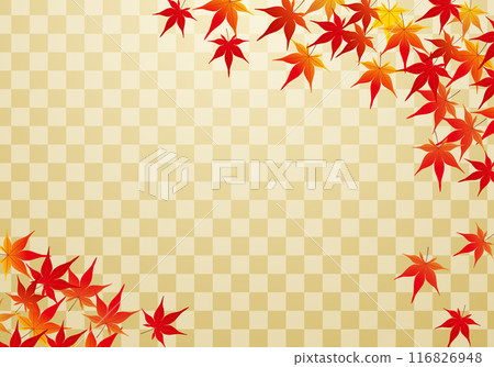 Beautiful autumn leaves maple frame background 5 gold 116826948