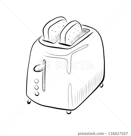 drawing lines. line art toaster for bread. Vector minimalistic drawing lines. line art toaster for bread. Vector minimalistic 116827207