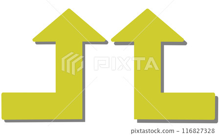 90 degree bend arrow (yellow set) (with shadow) 116827328