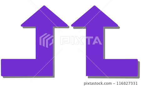 90 degree bend arrow (purple set) (with shadow) 116827331