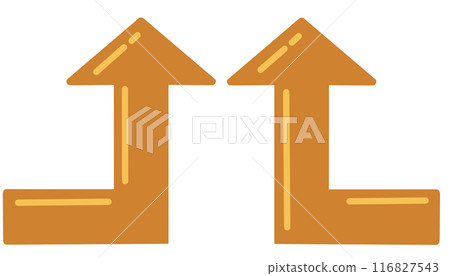 90 degree bend arrow (orange set) (with reflection) 116827543