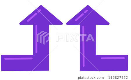 90 degree bend arrow (purple set) (with reflection) 116827552