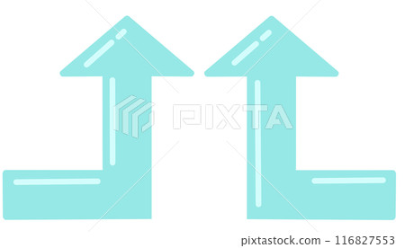 90 degree bend arrow (light blue set) (with reflection) 116827553