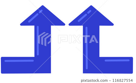 90 degree bend arrow (blue set) (with reflection) 116827554