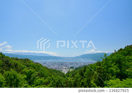 從鹽峰小野館公園展望台眺望的絕美景色【岡谷市】 116827925