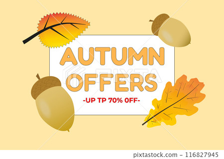 Autumn Sale Banner with Leaves and Acorns 116827945