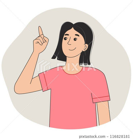 Young woman pointing up having an idea Young woman pointing up having an idea 116828181