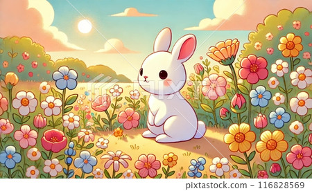 Flowers and rabbits 116828569
