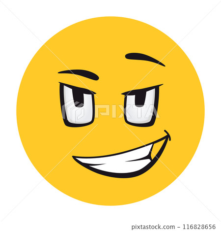 Cartoon faces. Funny face expressions, caricature emotions. Cute character with expressive eyes and mouth, vector smiley emoticon happy tongue emoticon Cartoon faces. Funny face expressions, caricature emotions. Cute character with expressive eyes and mouth, vector smiley emoticon happy tongue emoticon 116828656