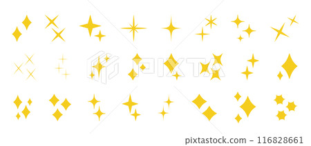 可愛的閃光/星形圖示設定為黃色、金色、橙色 116828661