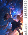 Girl flying in the night sky 116828959